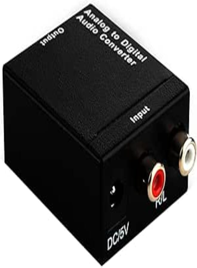 Digital to Analog Converter DAC Digital SPDIF Toslink to Analog Stereo Audio L/R Converter Adapter with Optical Cable and UK Plug Adapter